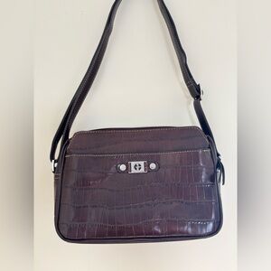 Giani Bernini Dark Brown Crocodile-Pattern Shoulder Bag